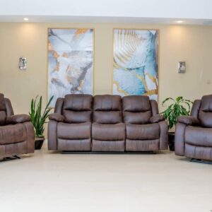 6 Seater Chocolate Reclining Sofa Set