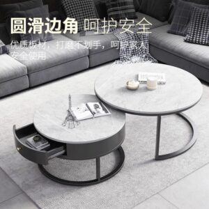 Marble Top Nesting Tables with Drawer